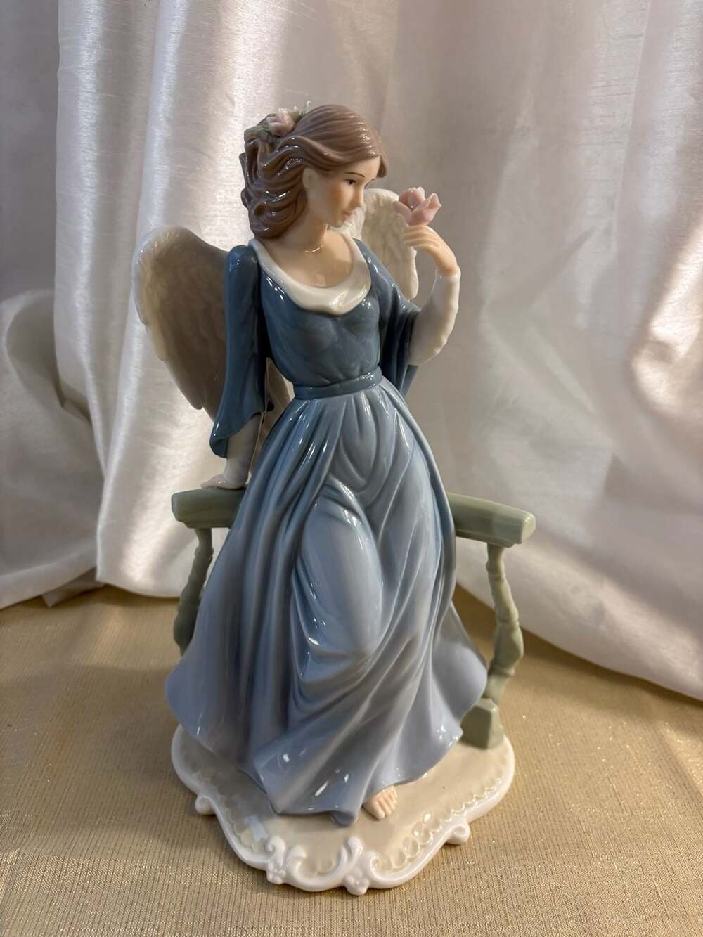 Grandeur Noel Collector's Edition 12" Fine Porcelain Angel in Blue Gown Figurine